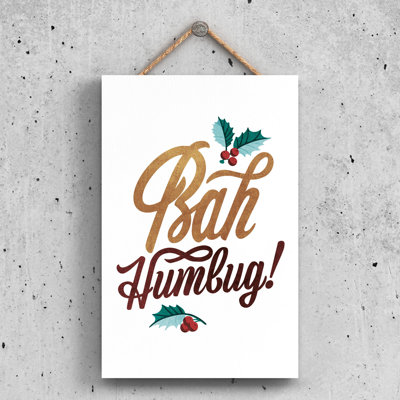 Xmas Bah Humbug Wooden Plaque
