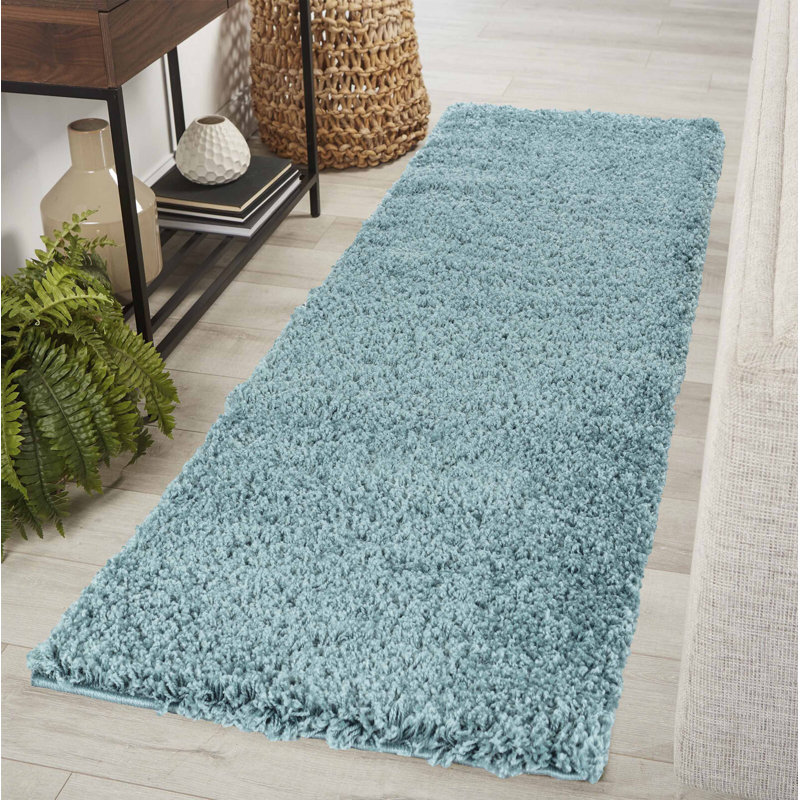 Esterly Shaggy Duck Egg Blue Rug, Runner 60 x 220cm