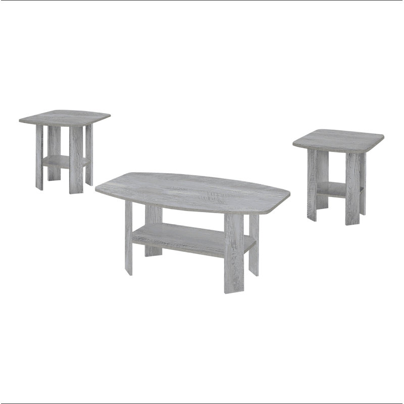Ensemble de table, ensemble de 3 pièces, café, bout, côté, décor, salon, transitionnel, Light Grey Top/Light Grey Base