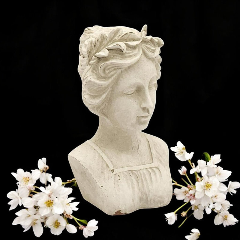 Hand Finished Cream Resin Lady Bust Timeless Decorative Sculpture - Elegant Accent Ornament for Any Living Space