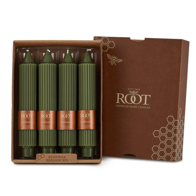 Bougie Grecian Collenette, Olive foncé, H 7 po x l 1,25 po x P 1,25 po