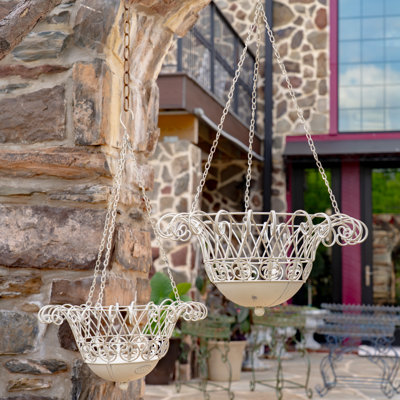 Metal Hanging Basket Planters  "Stephania" (Set of 2)
