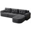 Modulaire avec méridienne, tissu tissé, gris foncé, 3 sièges pour une vie confortable dans la zone principale pour recevoir des invités