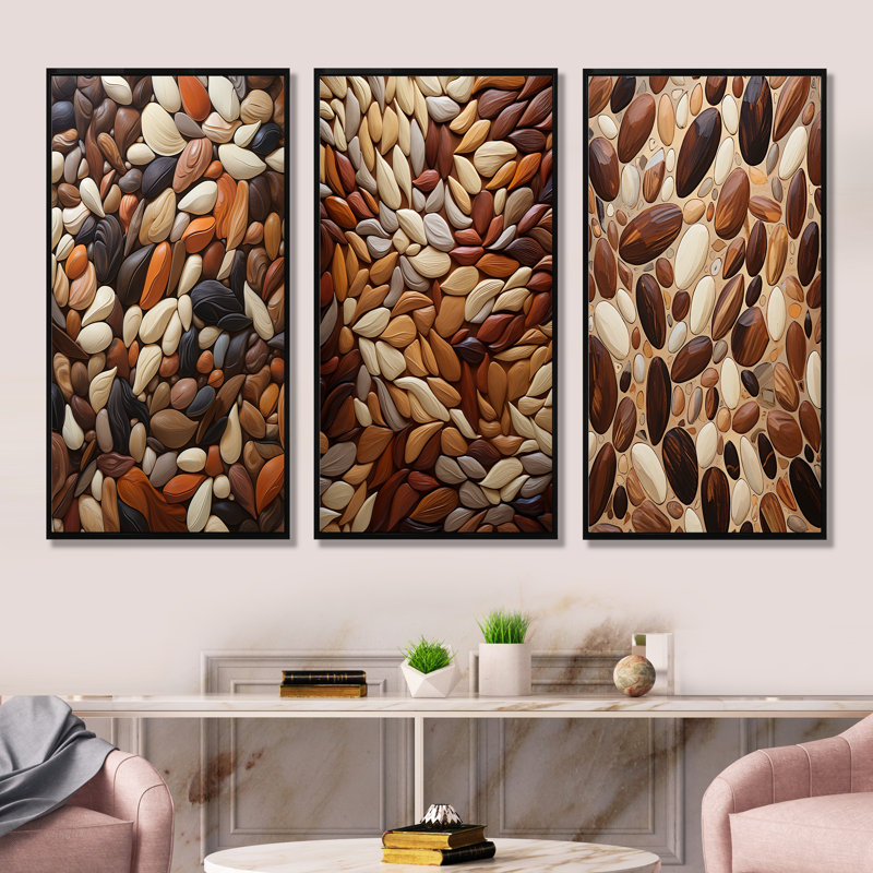 Collage de pierres de ballet Beans, H 28 po x l 36 po, Cadre flottant noir