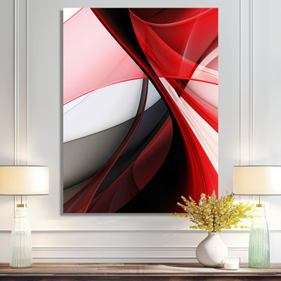 Future Tide Minimal Red Black - Abstract Modern Waves Wall Art