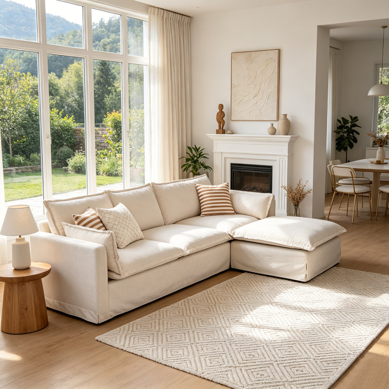Convertible Sectional Sofa Couch, White