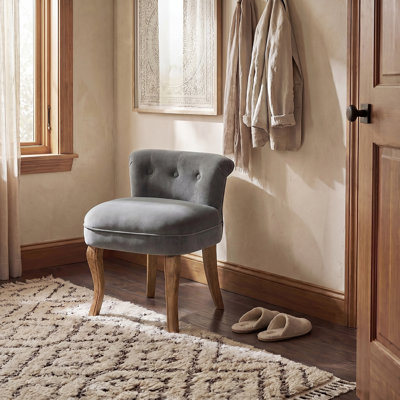 Fauteuil de coiffeuse avec pieds en bois massif Jonna