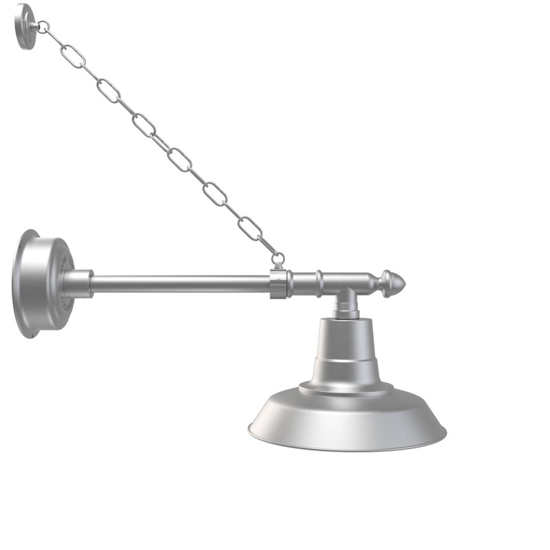 Luminaire de grange d'extérieur Oldage, H 10 po x l 12 po x P 27 po, Argent galvanisé