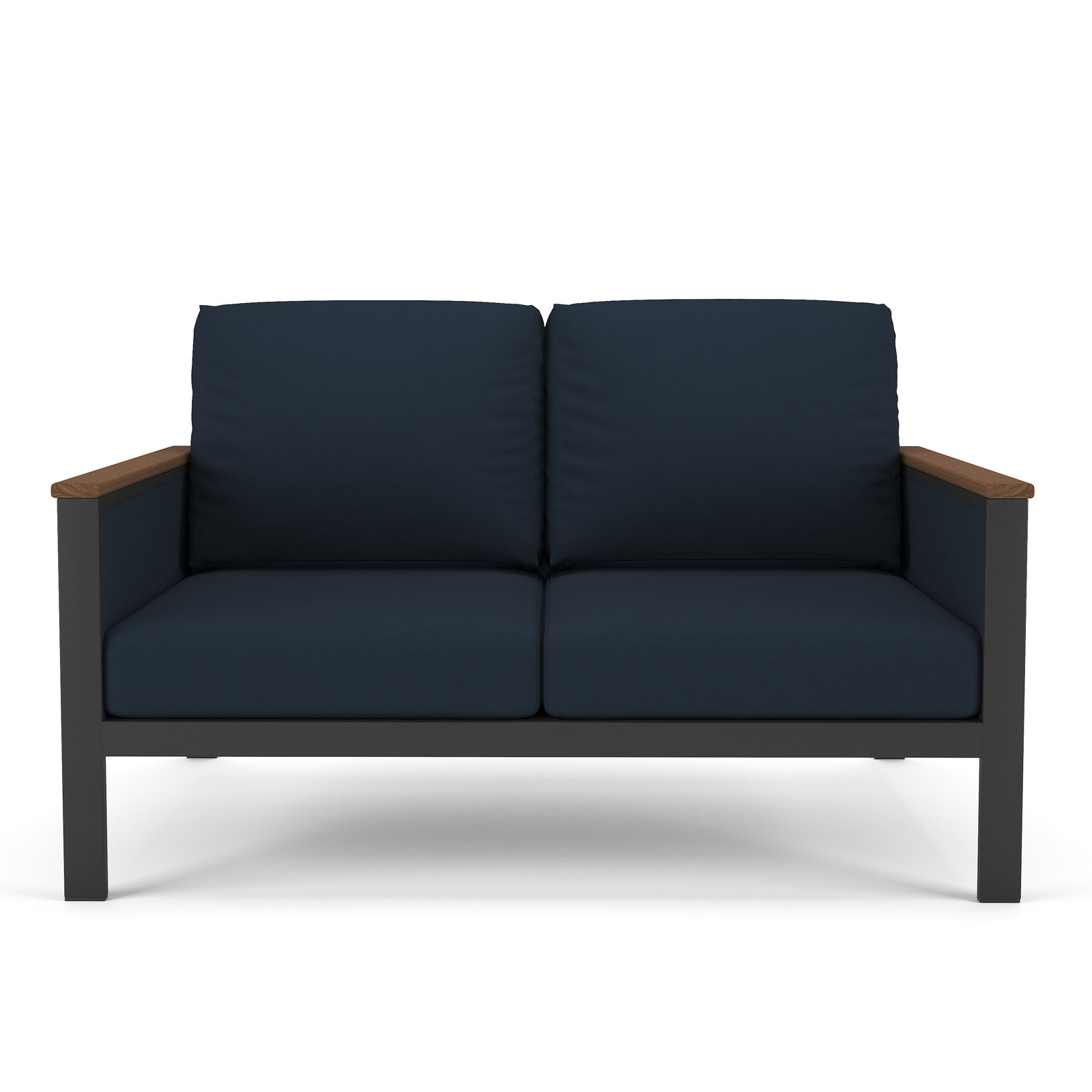 Townsend 55" Sunbrella® Patio Loveseat, Canvas Navy, Brown/Canvas Navy