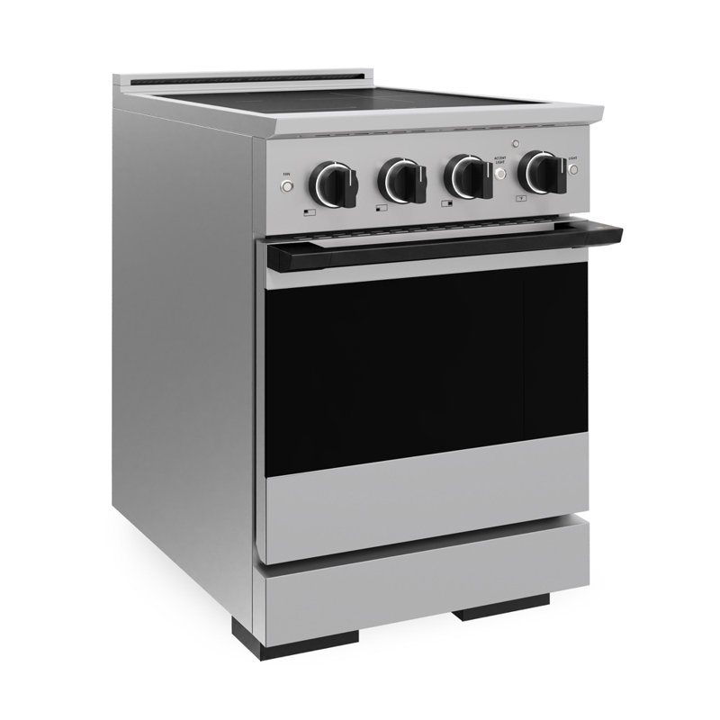ZLINE Autograph 24 in. Satin Stainless Marino Induction Range with 3 Elements and Black Accents, Stainless Steel/Matte Black