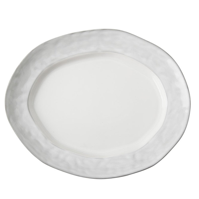 Azores Greige Shimmer Small Oval Platter, 16" L x 16" W x 13" H