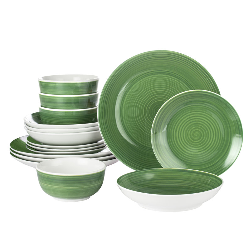 Waterside 16pc Spinwash Dinner Set, Forest Green