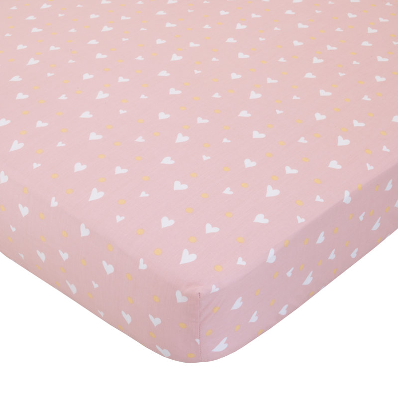 Drap-housse pour lit de bébé à coeurs en coton