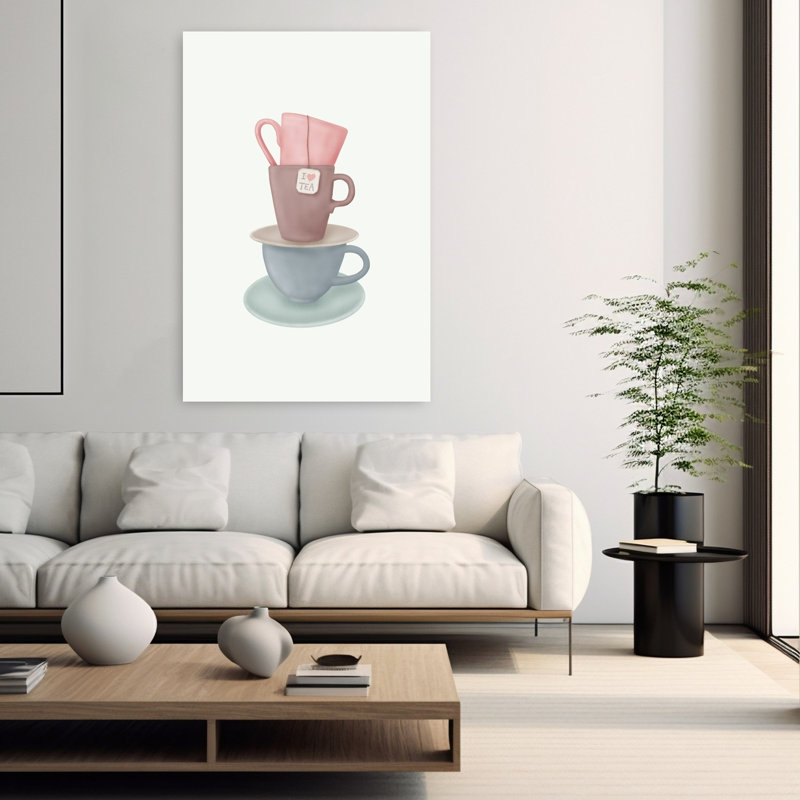 Stacked Tea Cups by Aminah Eleonora - Wrapped Canvas Print, 152.4 cm H x 101.6 cm W