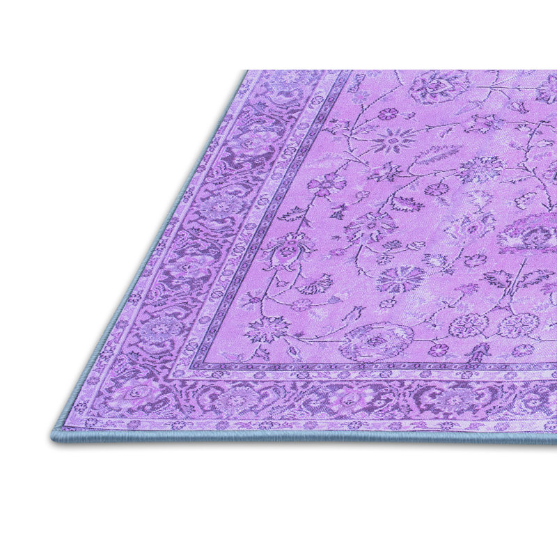 Tapis oriental mauve / mauve clair 8 pi x 12 pi tissé à la machine Ilsy