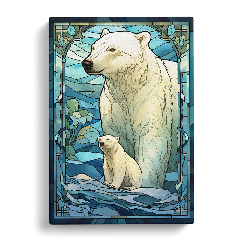 Polar Bear Art Nouveau Art No.2 - Wrapped Canvas, 50cm H x 35cm W x 3cm D