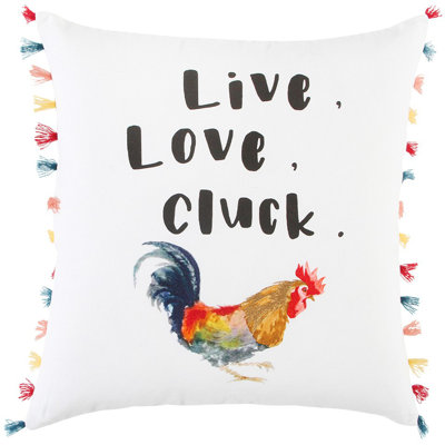  Coussin en coton White Chicken Love