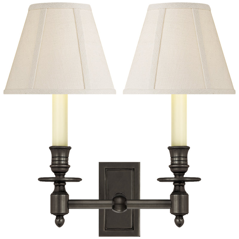 Library 2 - Light Armed Sconce, Linen, Bronze