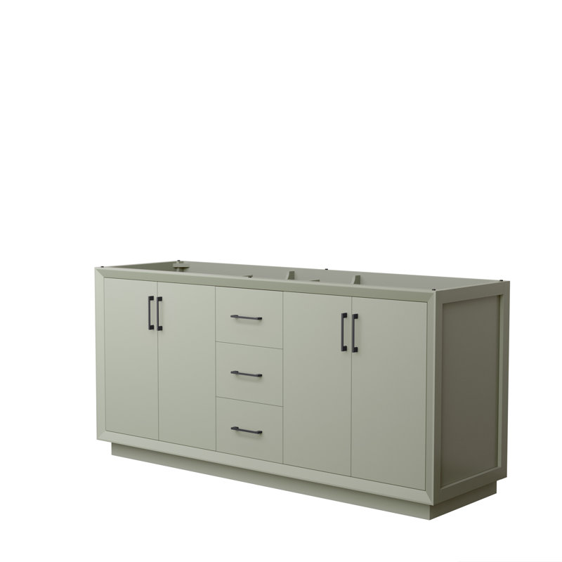 Strada 71'' Double Bathroom Vanity Base Only, Light Green/Black