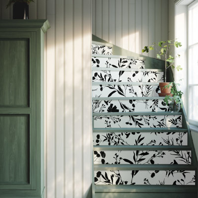 Leather Abstract Leaves Stair Riser Decals