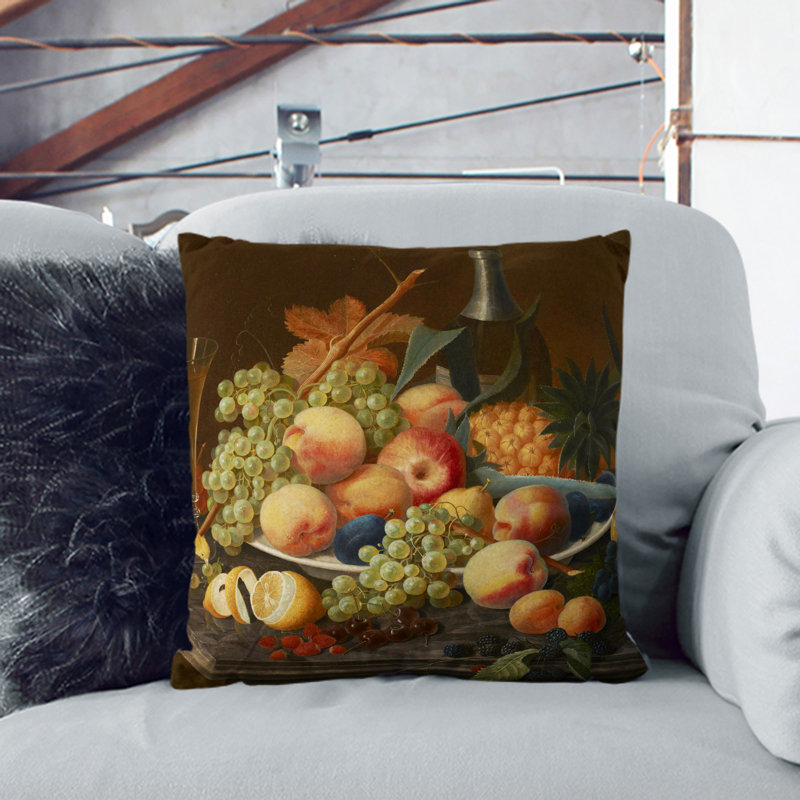 Still Life With Flowers And Fruit Vol.6 Square Throw Cushion, Stone, 55cm H x 55cm W x 20cm D