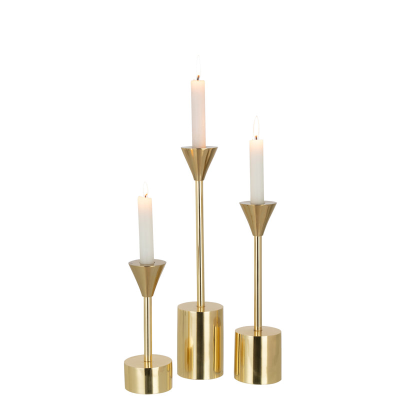 3 Piece Aluminum Candlestick Set