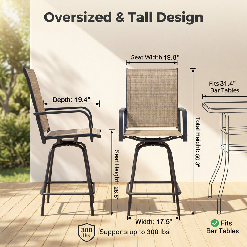 Ensemble de 2 tabourets de bar d'extérieur pour jardin, balcon