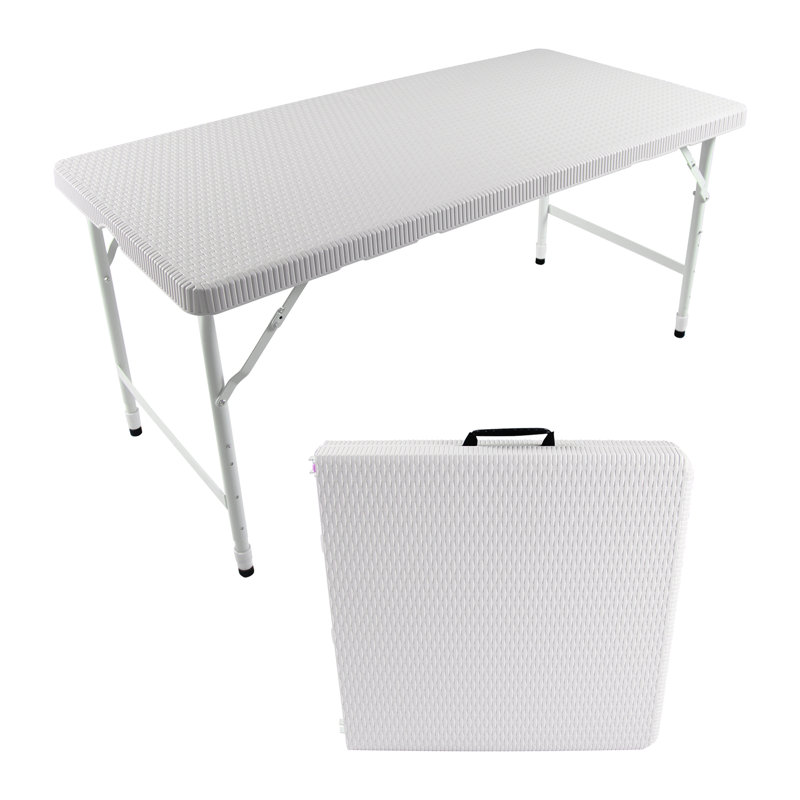 Table pliante d'intérieur et d'extérieur de 4 pi - Surface portative blanche imperméable à l'eau pour une structure robuste en acier pliable facile à plier et à transporter