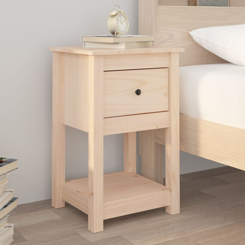 40cm W Solid Wood Bedside Table, Brown, Individual