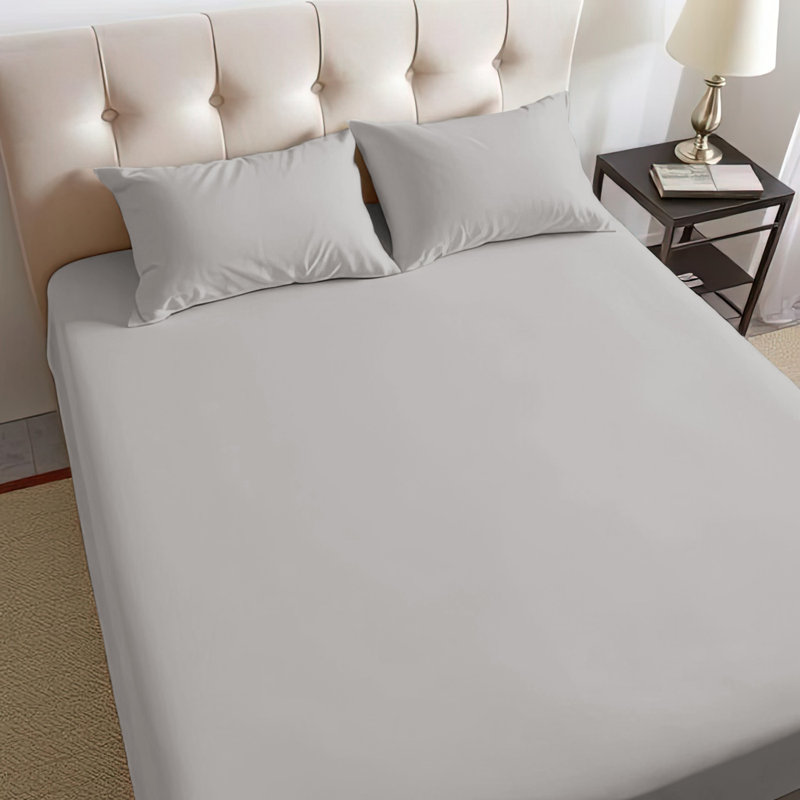 40cm Extra Deep Fitted Sheet – Soft Microfiber, Wrinkle-Free, Cooling, Elastic Corners, Grey, Super King (6')