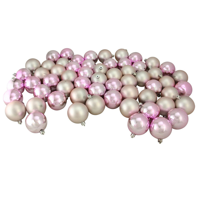 Boules de Noël Bubblegum incassables à 4 finitions, H 10 po x l 10 po x P 10 po, Rose / beige