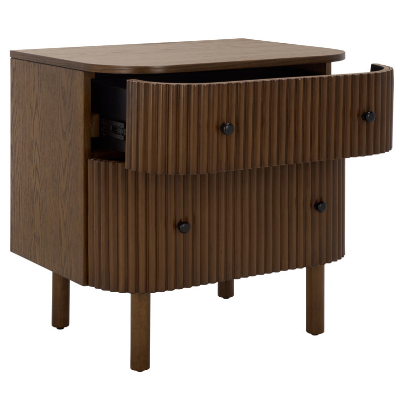 Himanshu 2 Drawer Nightstand, Medium Oak