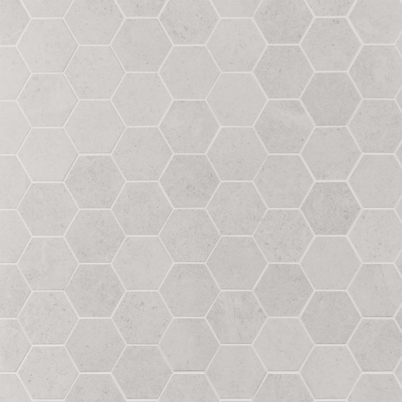 New Rock 3" Hexagon Matte Porcelain Mosiac Tile, Perla White