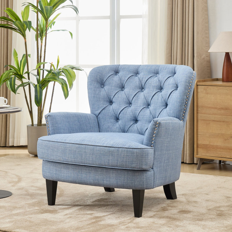 Parmelee Upholstered Accent Chair, Light Blue Polyester