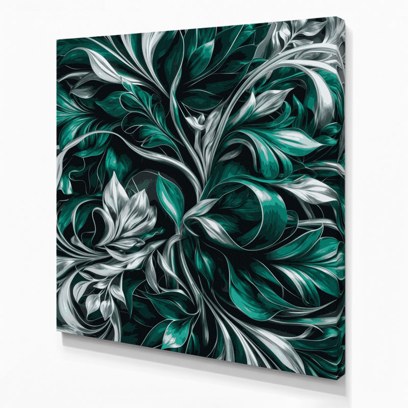 «Abstract Florals 79», art mural sur toile bleue, H 8 po x l 8 po