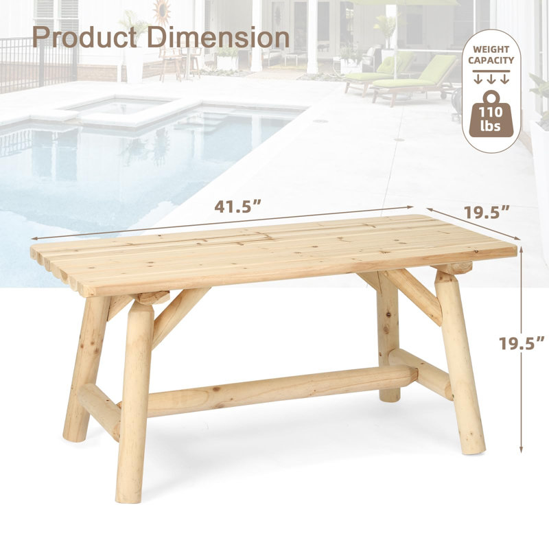 Shiyanna Rectangular Pine and Cedar Solid Wood Outdoor Side Table , 41.48 " W 19.48 " D, Natural