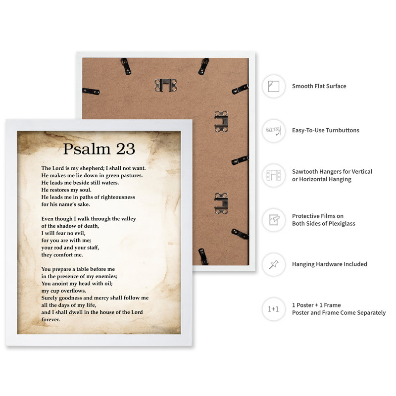 Psalm 23, Poster, 18"H x 24"W, White Framed