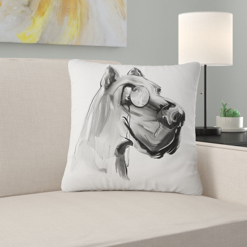 Coussin English Bulldog with Monocle, 12 po x 20 po, Rectangulaire