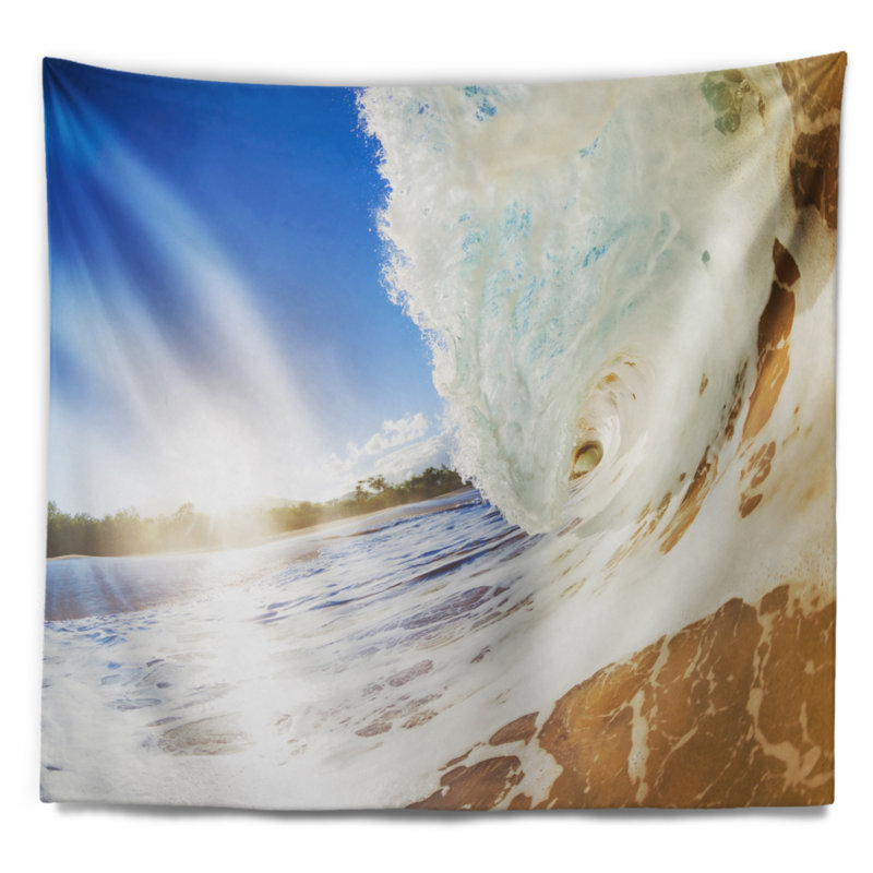 Tapisserie de plage sandy océan crashing ondulations, H 68 po x l 80 po
