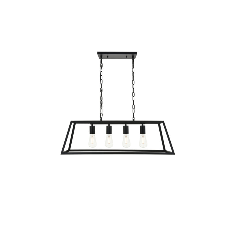 Luminaire suspendu linéaire à intensité variable Barraza, Noir, 4 lumières