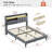 Neavins Bed Frame with Storage Headboard & LED Light, Upholstered Bed Frame with Charging Station-429366112