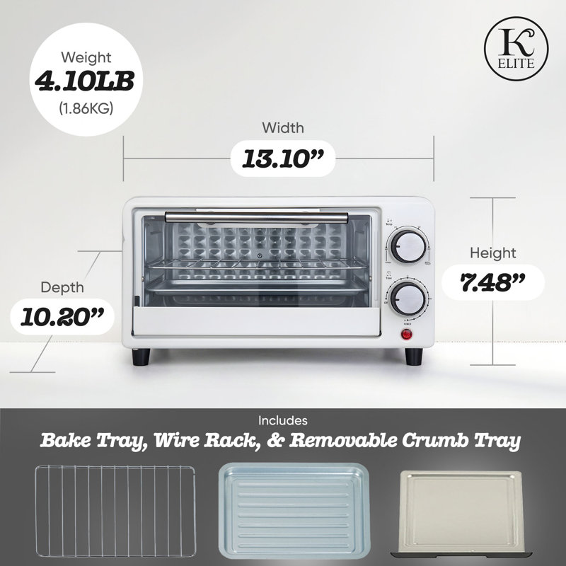 Four grille-pain compact avec plateau en acier inoxydable Kitchen Elite, blanc, White