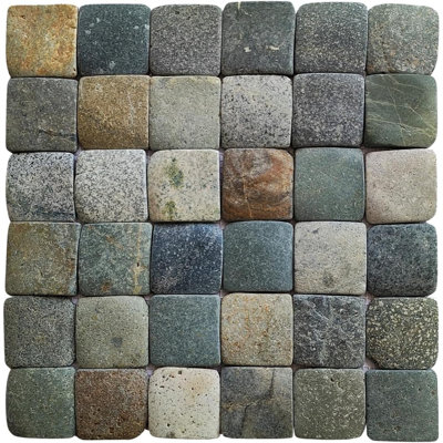 CNK Tile Bali Ocean Pebble Square Mosaic Tile 2"X2"