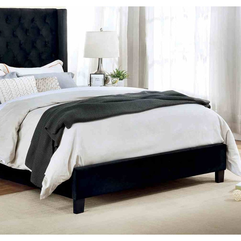 Lit rembourré de style contemporain, Full, Black
