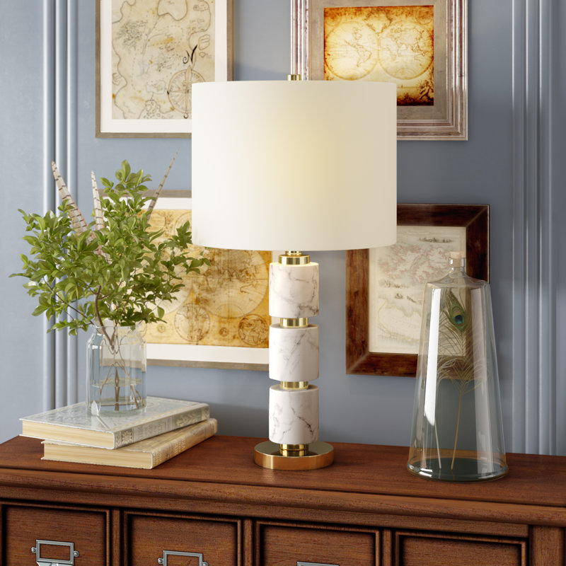 Esmeyer Table Lamp, White/Brass