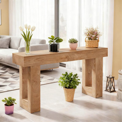 Console en bois, table d'appoint, table de salon rectangulaire derrière le canapé