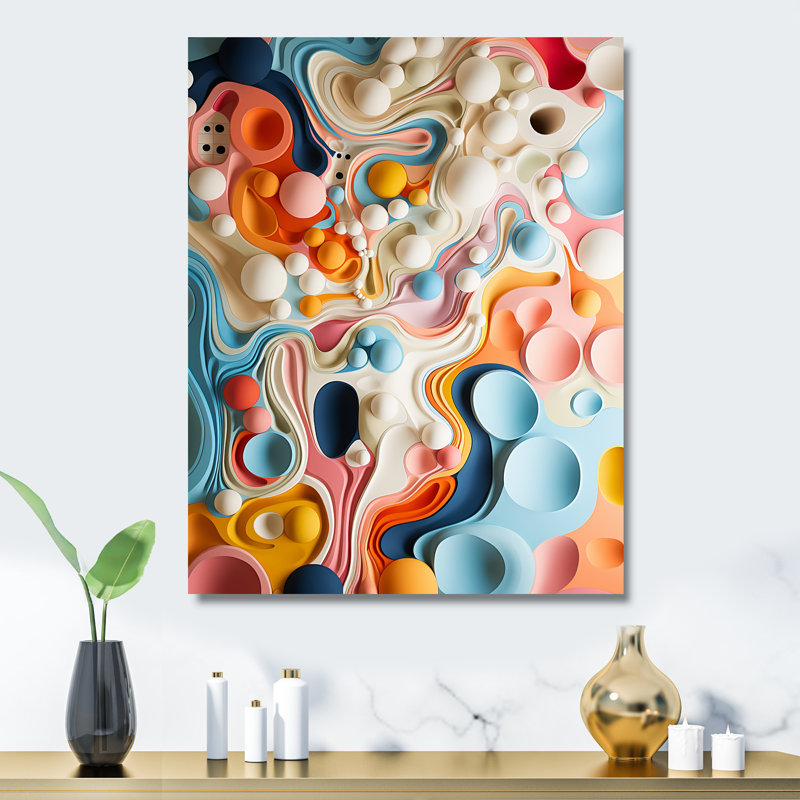 «Colorful Tidal Swirls Art I», reproduction d'art murale abstraite en métal, H 20 po x l 12 po x P 1 po