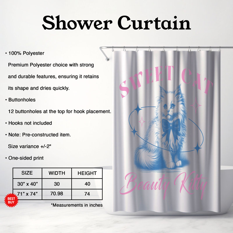 Mahajan Shower Curtain, H 74 po x l 71 po