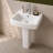 34.5" White Ceramic Rectangular Pedestal Bathroom Sink With Overflow