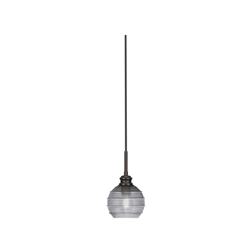 Mini-luminaire suspendu avec cordon Edge et verre fumé nervuré 6 po, Espresso